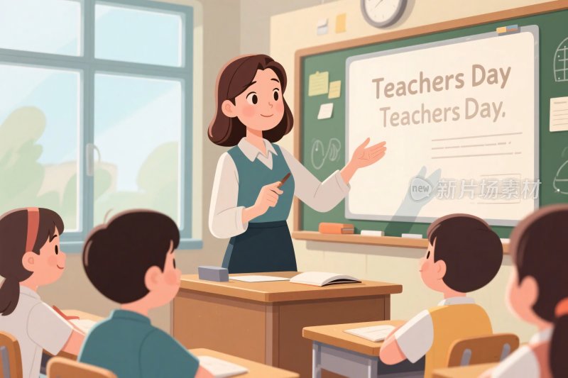 教师节课堂插画