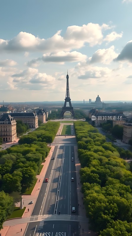 埃菲尔铁塔下的巴黎大道