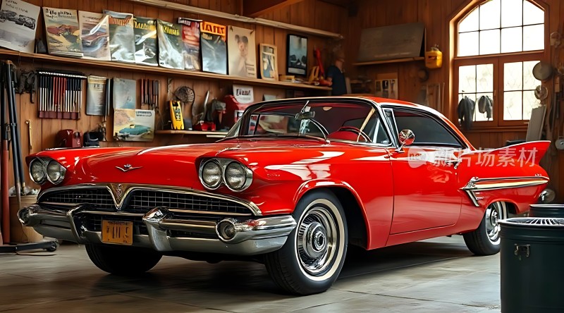 红色经典汽车车库展示