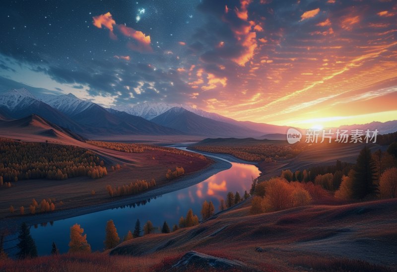 阿勒泰秋色黄昏