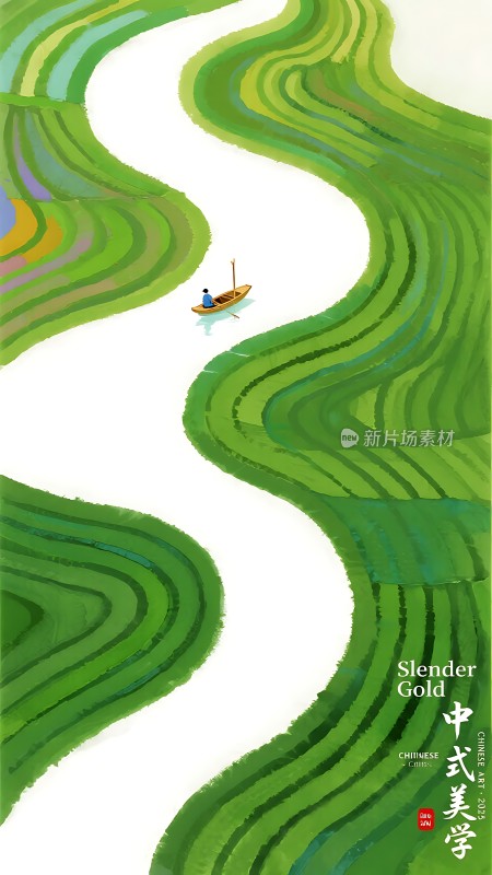 绿色河流上的小船