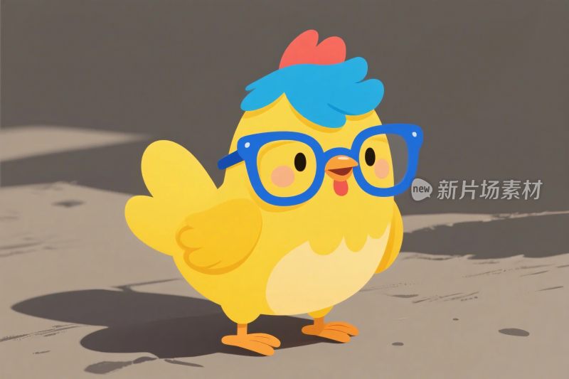 卡通小鸡戴眼镜