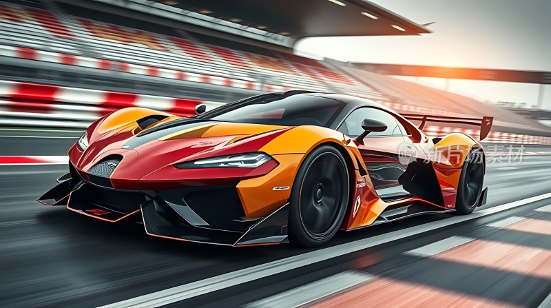 赛道上的橙色赛车