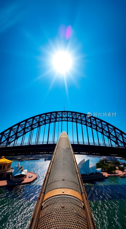 阳光下的悉尼歌剧院与海港大桥