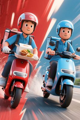 快递员配送外卖场景 快递员配送外卖场景