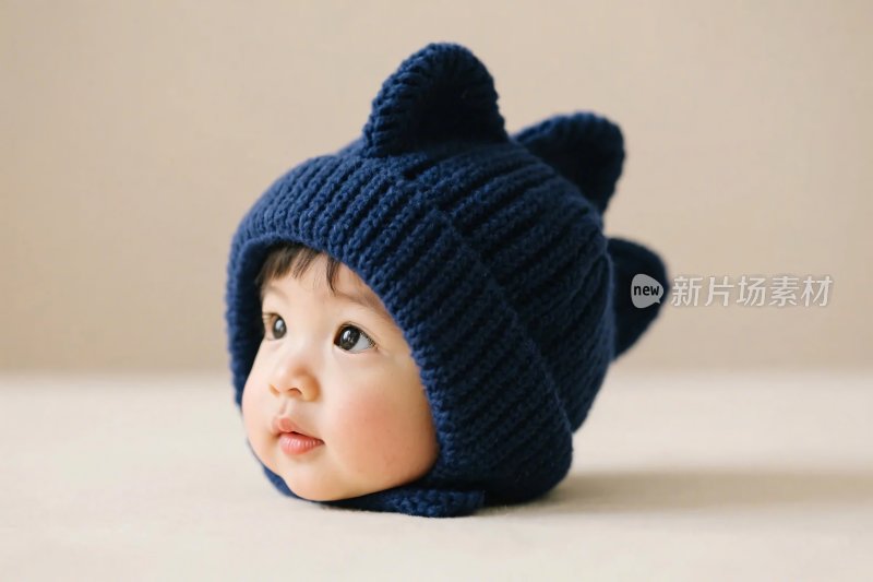 宝宝戴卡通针织帽