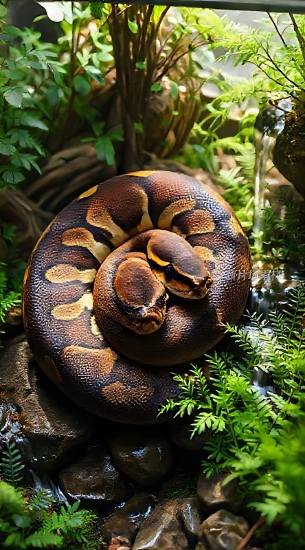 **绿意盎然中的神秘巨蟒**