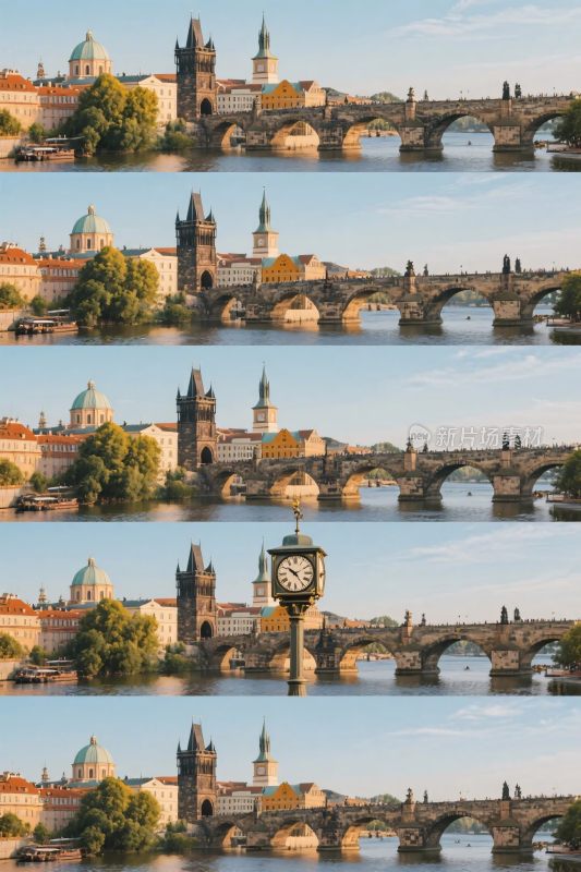 布拉格桥梁全景拼贴