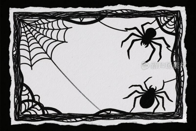 万圣节蜘蛛与蜘蛛网风格插画