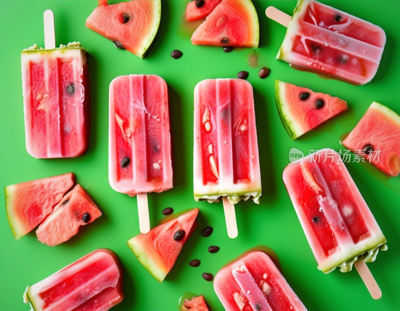 西瓜冰棒特写