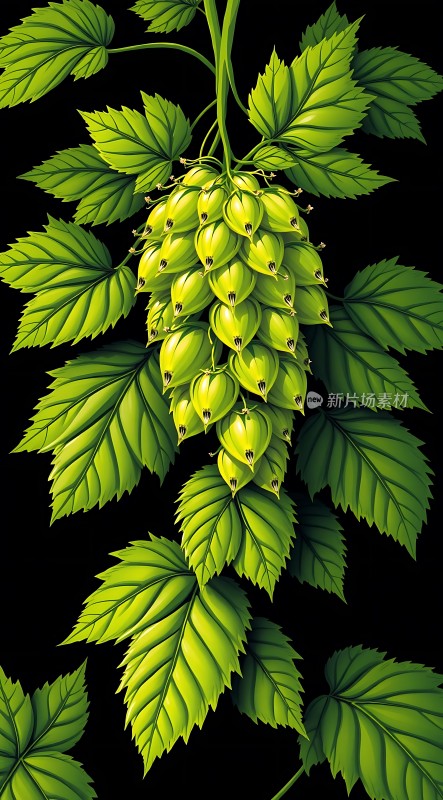 绿色啤酒花与绿叶