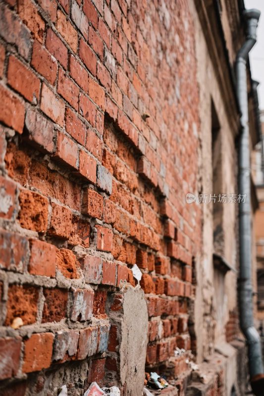老旧红砖墙遗迹