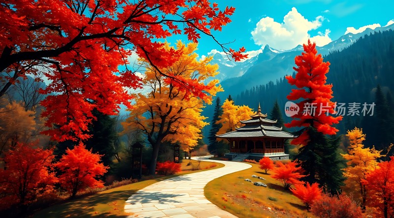 秋日暖阳下的山间小径