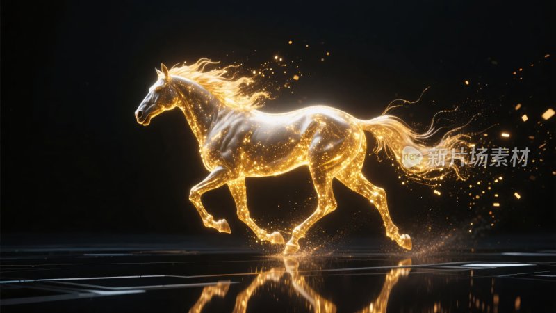 金色流光奔跑骏马