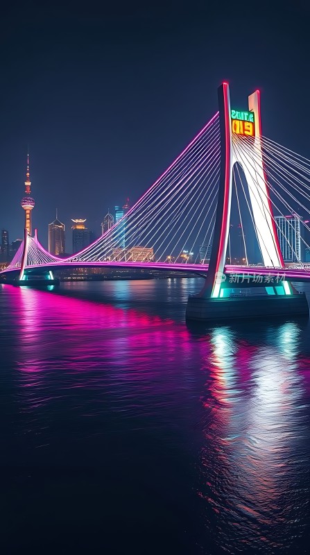 夜幕下的璀璨跨江大桥