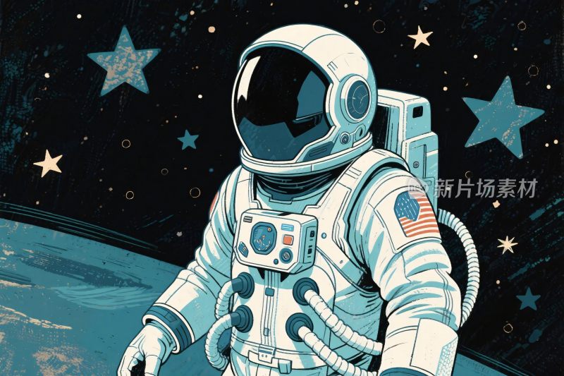 宇航员太空插画
