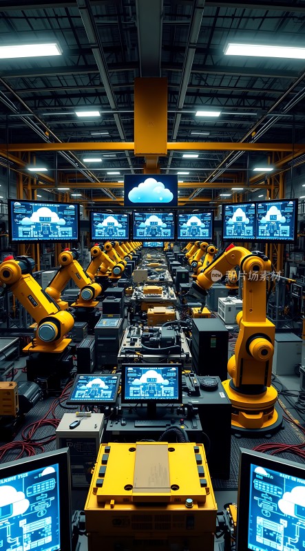智能工厂生产线黄色机器人操作