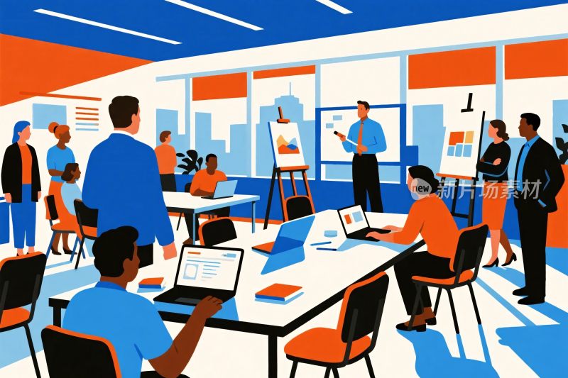 会议培训场景插画