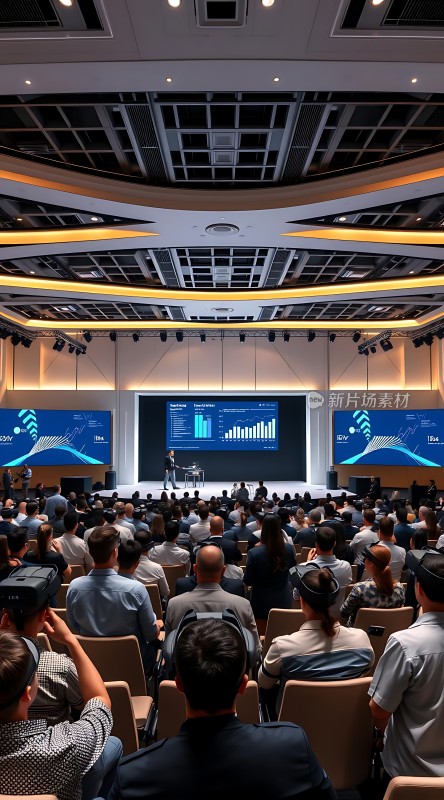 科技会议现场观众专注聆听演讲
