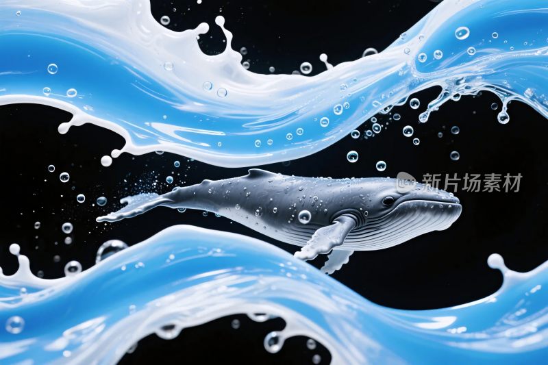 海洋白鲸水花动态图