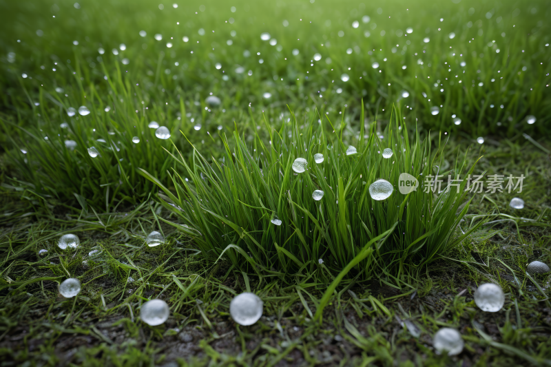 在田野里用水滴将草夷为平地风光风景图片