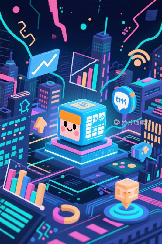 未来科技霓虹插画