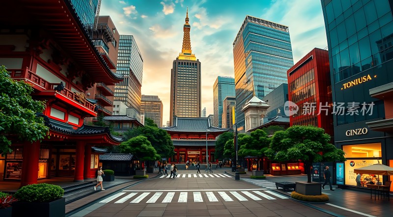 现代与传统交融的城市风光