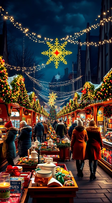 圣诞集市上的温馨夜晚