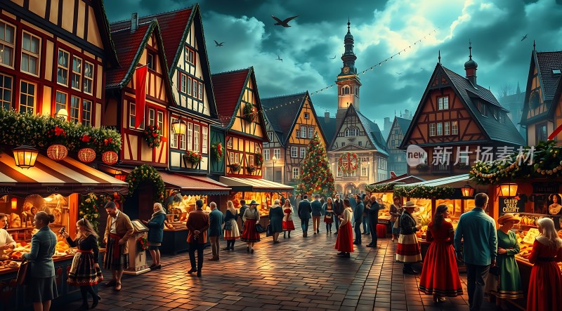 圣诞集市夜市繁华