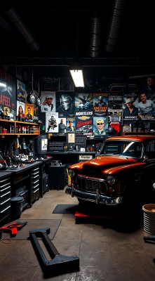 车库里的经典汽车与工具 车库里的经典汽车与工具