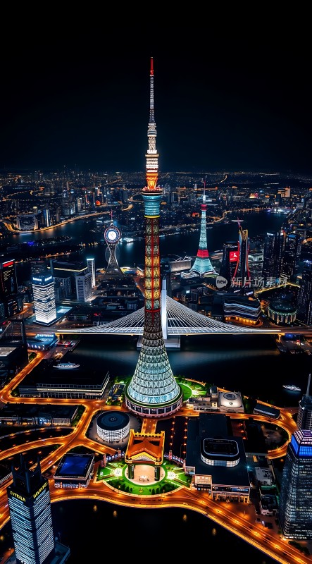 东方明珠与上海夜景