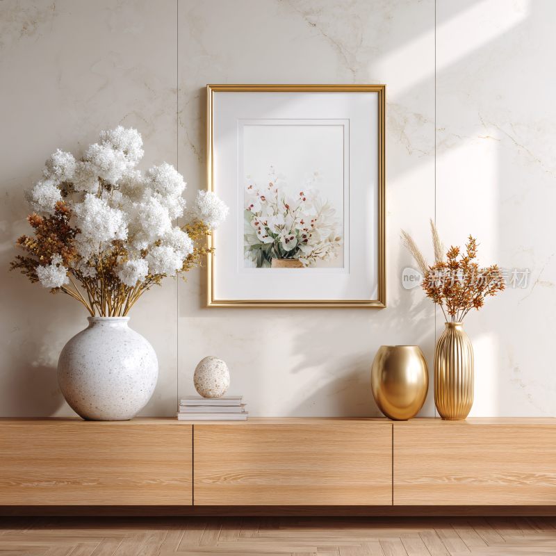 室内装饰的花瓶与挂画陈设