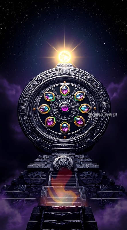 神秘宝轮璀璨宝石通往星空之路