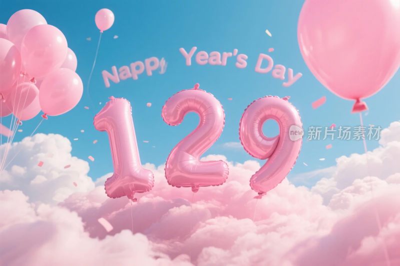 新年数字气球插画