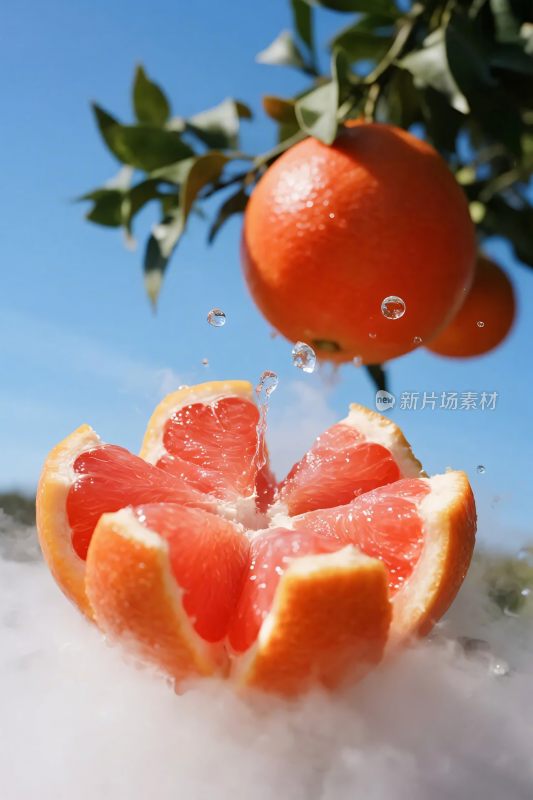 橘子切开的瞬间