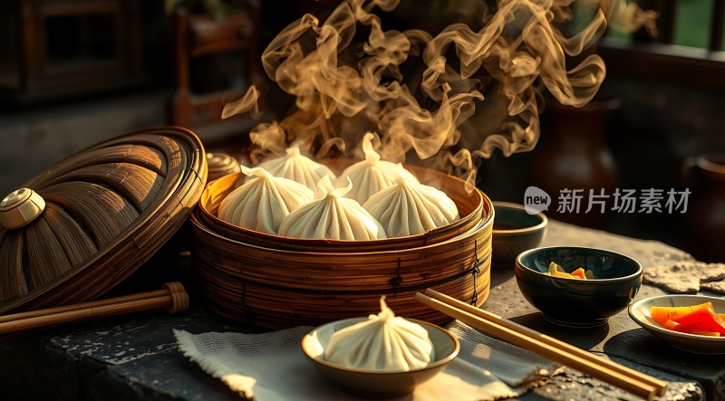 蒸笼里的美味包子