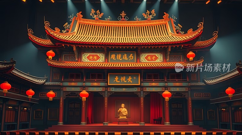 古风建筑雕像灯笼