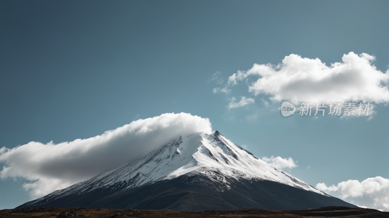 一座被雪覆盖高山清风景图片