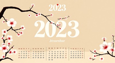 2023年日历樱花绽放的新一年