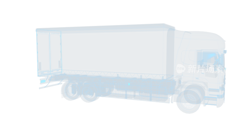 重型卡车 货运冷链运输车科幻透明赛博朋克