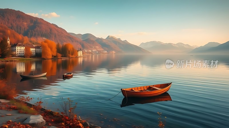 秋日湖畔静谧时光