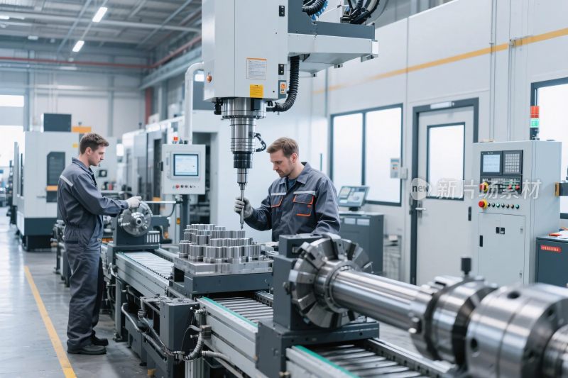 工厂内工人操作机械设备