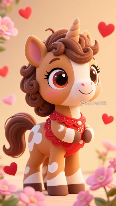 可爱卡通独角兽形象插画