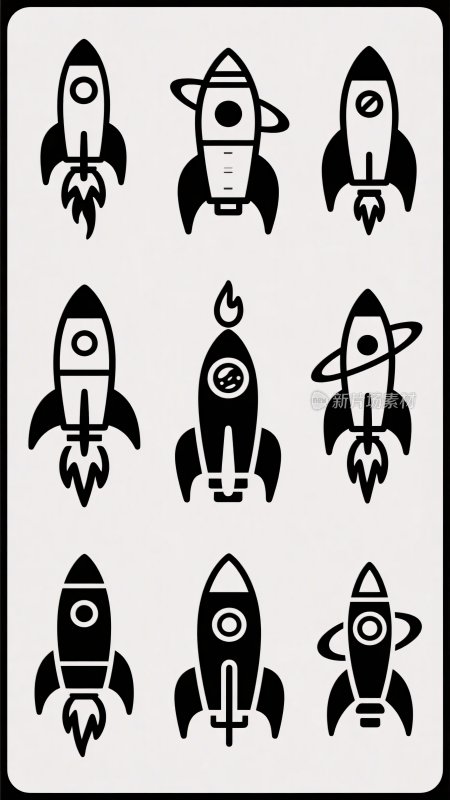 火箭图标集合插画