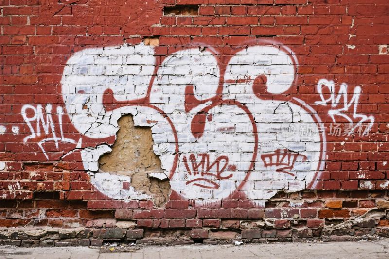 砖墙涂鸦艺术画面