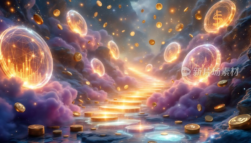 金色阶梯通往财富之路