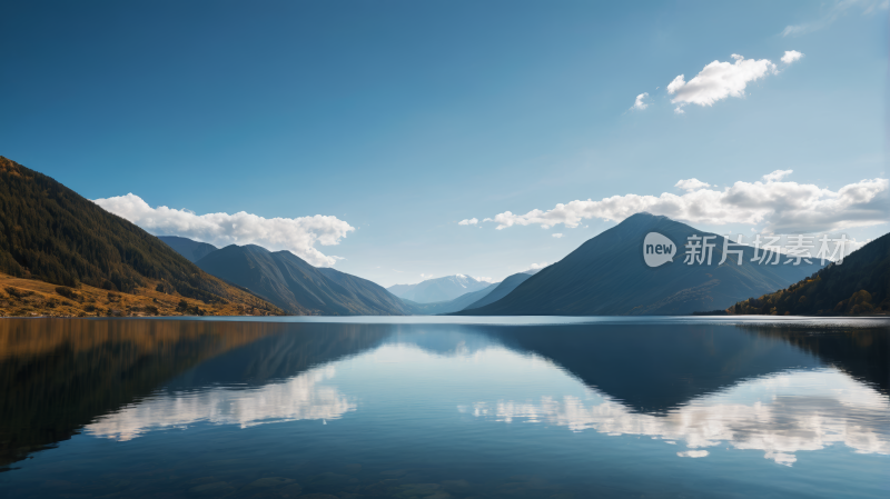 湖泊平静的水面风景图片