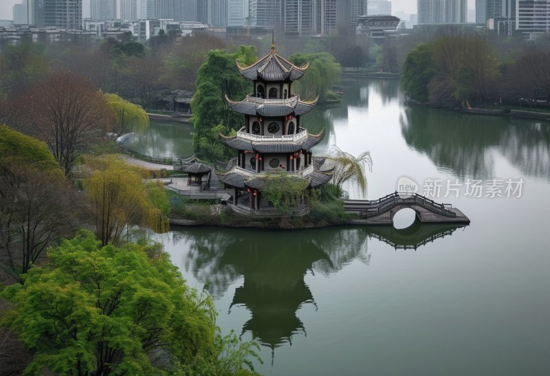 成都南湖钟楼美景