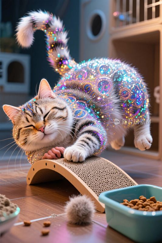 猫咪猫抓板插画