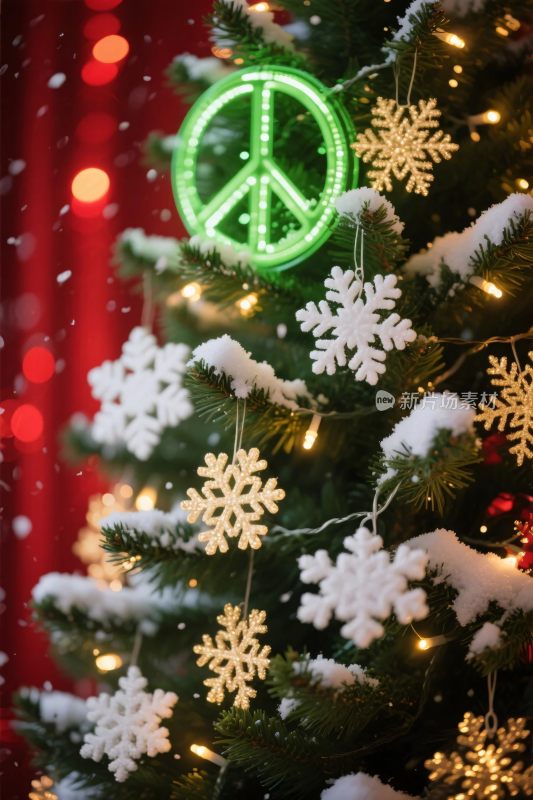圣诞树装饰有和平标志